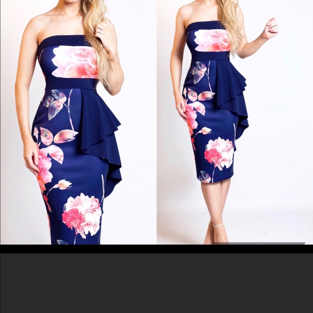 Navy Floral Dress
